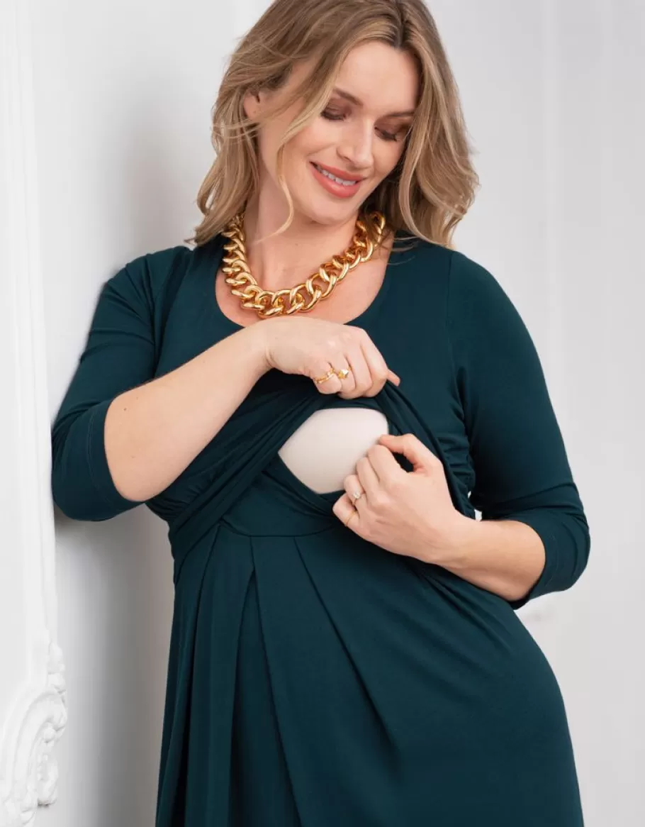 Store Seraphine Vestido Premama Y De Lactancia En Color Verde Esmeralda De La Coleccion Curve