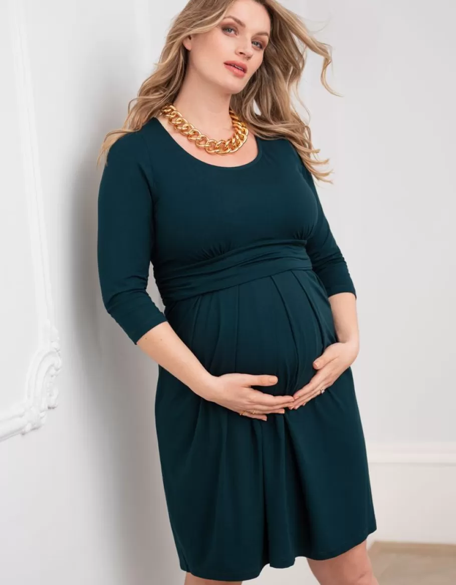 Store Seraphine Vestido Premama Y De Lactancia En Color Verde Esmeralda De La Coleccion Curve