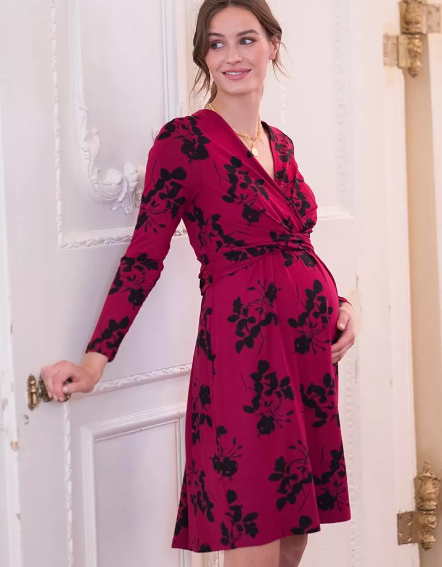 Sale Seraphine Vestido Premama Y De Lactancia En Punto Con Flores De Color Fucsia