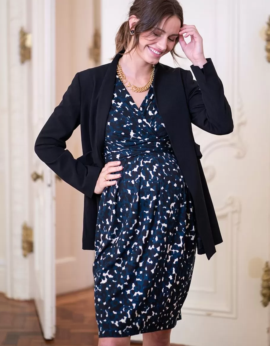Flash Sale Seraphine Vestido Premama Y De Lactancia En Punto Estampado De Color Azul Marino