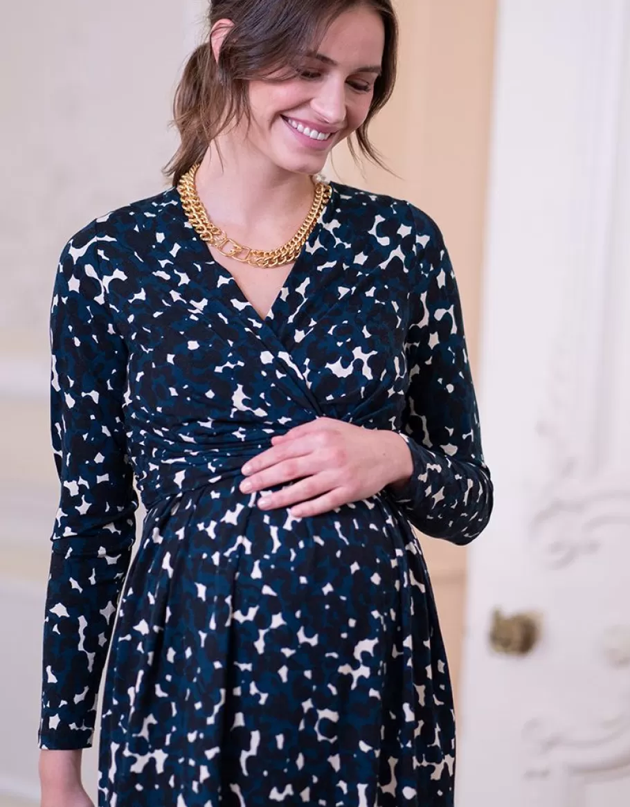 Flash Sale Seraphine Vestido Premama Y De Lactancia En Punto Estampado De Color Azul Marino