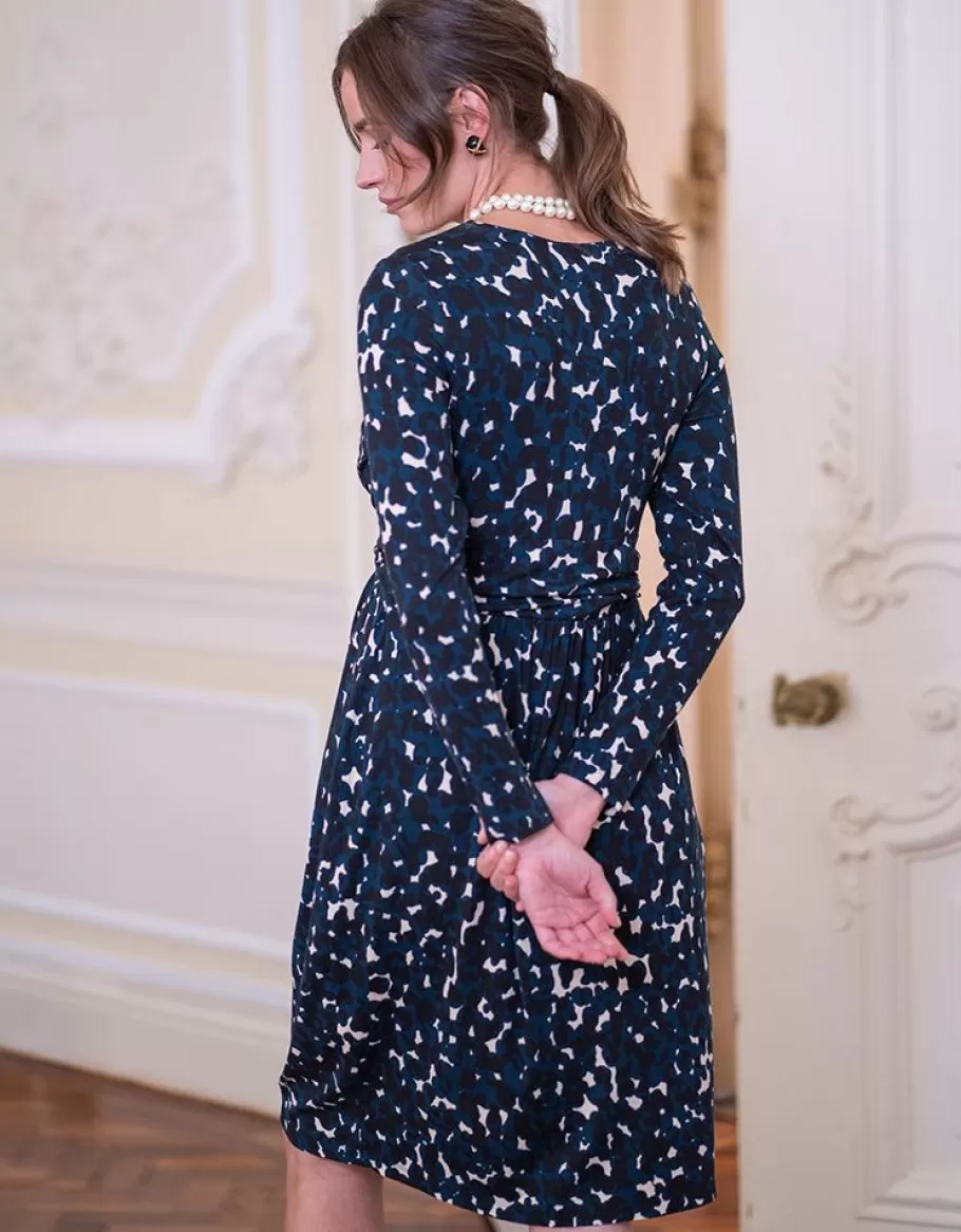 Flash Sale Seraphine Vestido Premama Y De Lactancia En Punto Estampado De Color Azul Marino