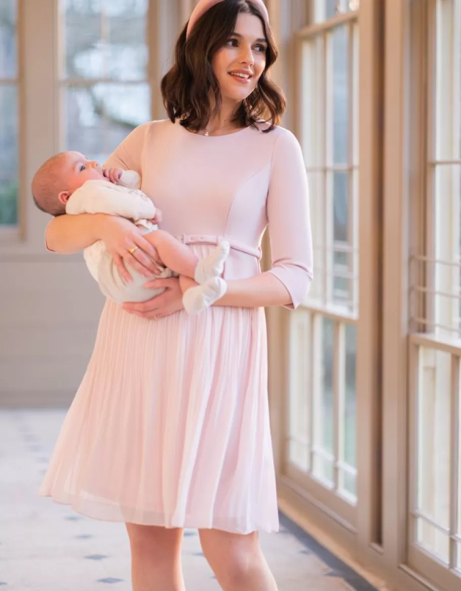 Clearance Seraphine Vestido Premama Y De Lactancia Plisado En Color Rosa Empolvado