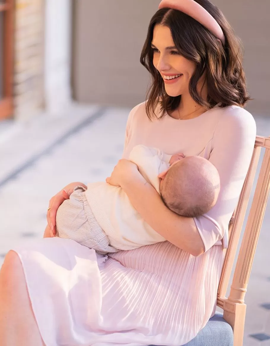Clearance Seraphine Vestido Premama Y De Lactancia Plisado En Color Rosa Empolvado