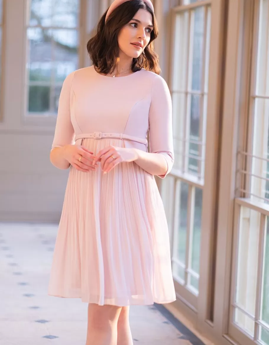 Clearance Seraphine Vestido Premama Y De Lactancia Plisado En Color Rosa Empolvado