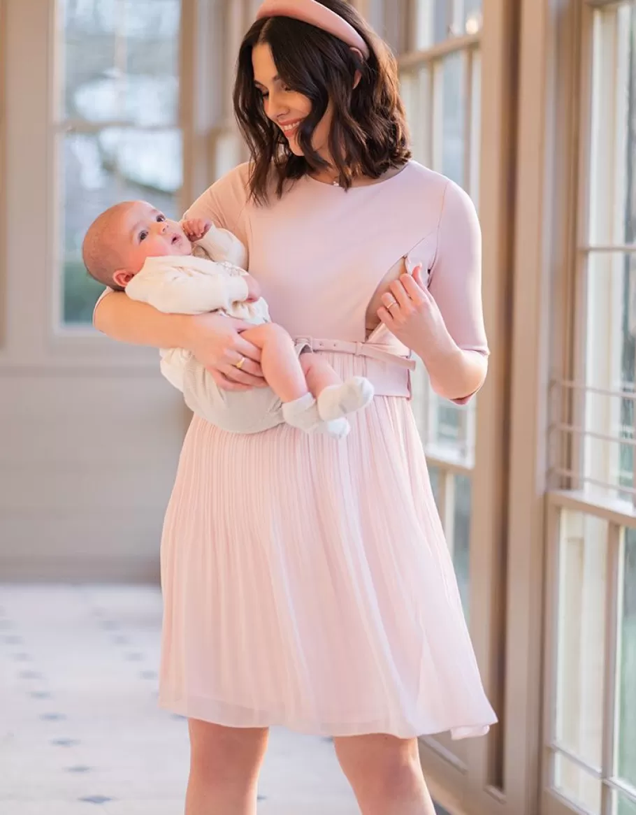 Clearance Seraphine Vestido Premama Y De Lactancia Plisado En Color Rosa Empolvado