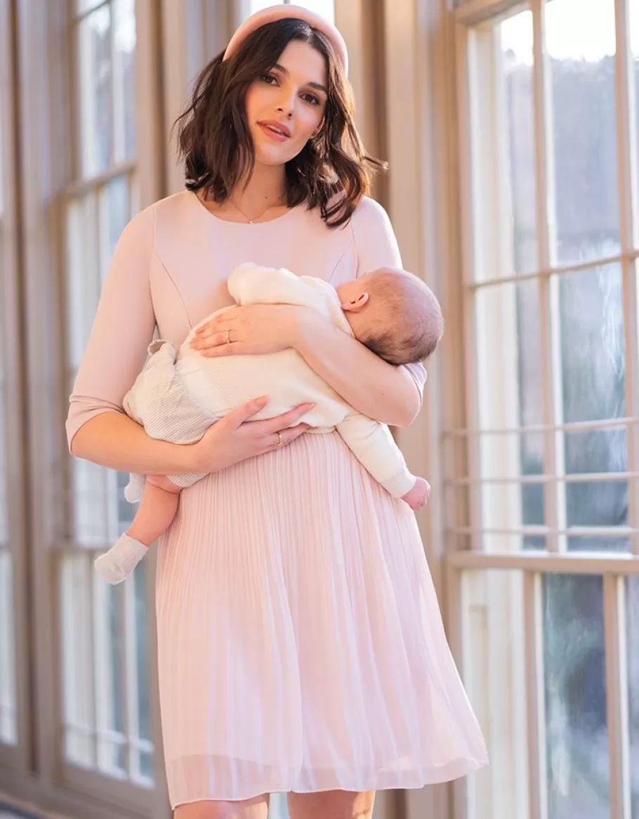 Clearance Seraphine Vestido Premama Y De Lactancia Plisado En Color Rosa Empolvado