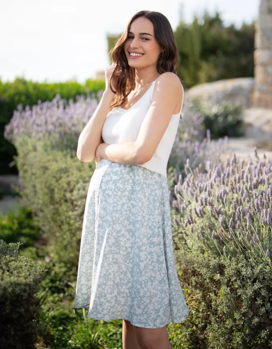 Best Seraphine Vestido Premama Y Lactancia Con Top Blanco Y Falda Estampada