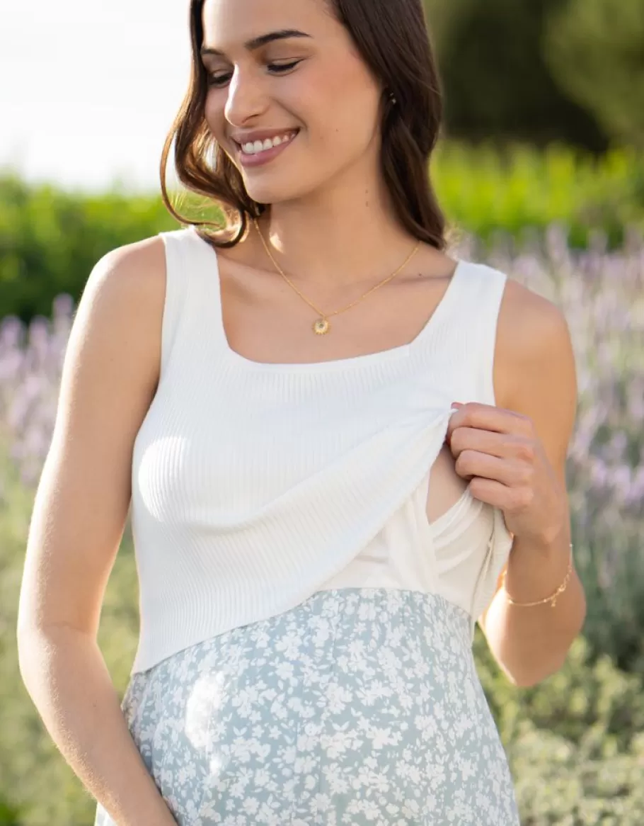 Best Seraphine Vestido Premama Y Lactancia Con Top Blanco Y Falda Estampada
