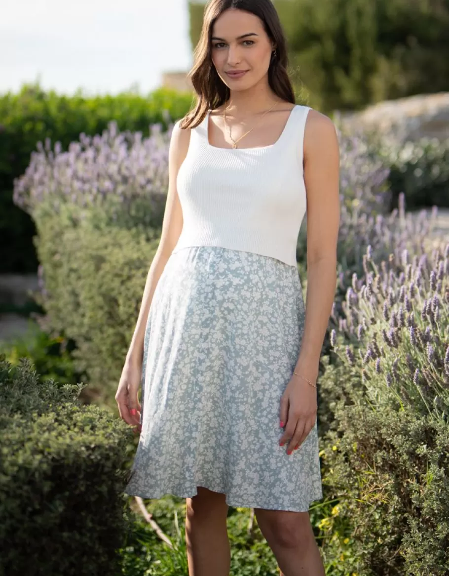 Best Seraphine Vestido Premama Y Lactancia Con Top Blanco Y Falda Estampada