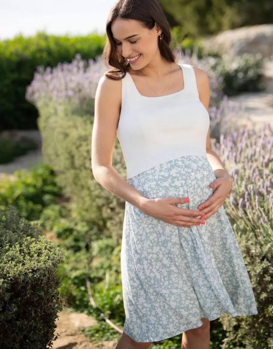 Best Seraphine Vestido Premama Y Lactancia Con Top Blanco Y Falda Estampada