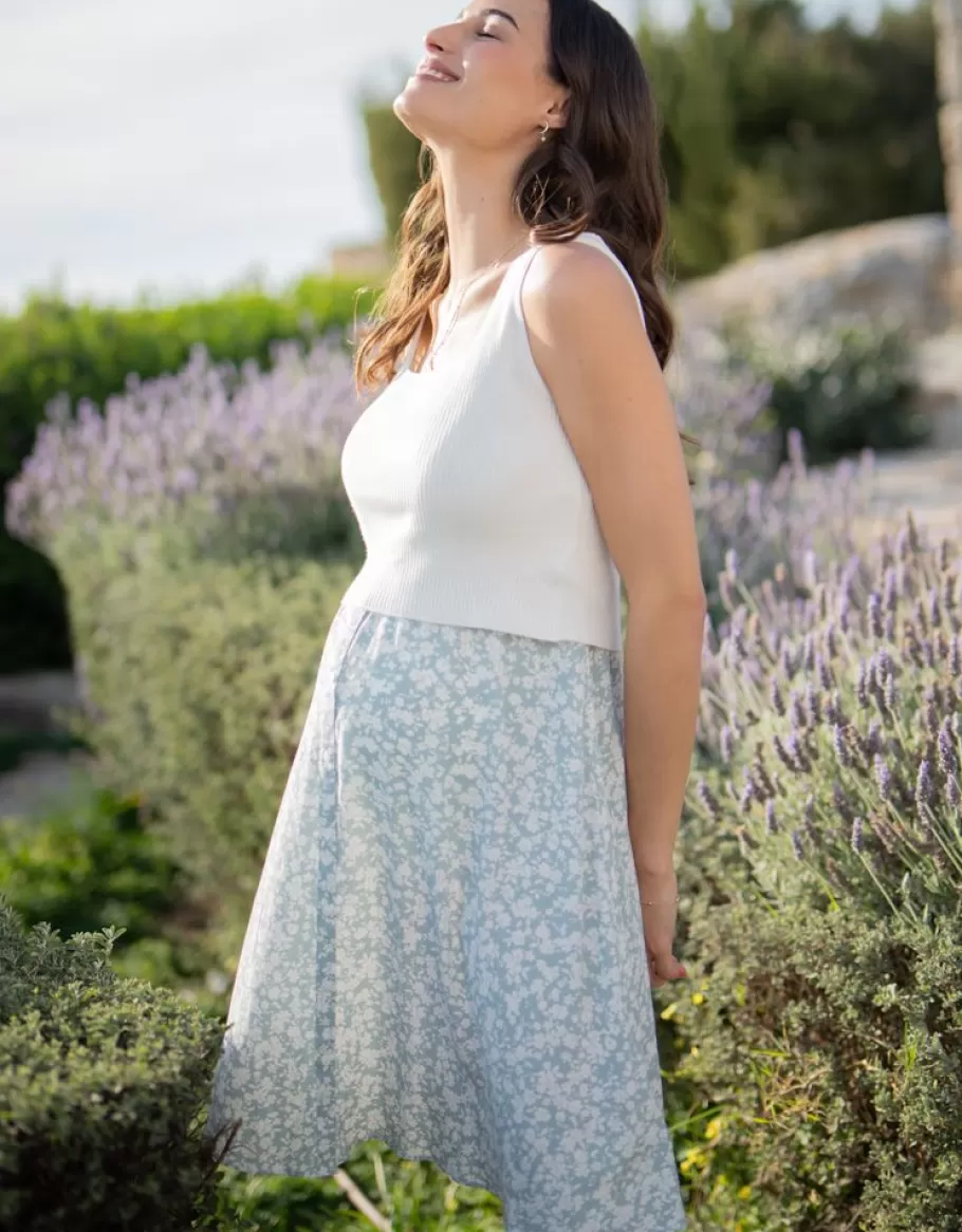 Best Seraphine Vestido Premama Y Lactancia Con Top Blanco Y Falda Estampada