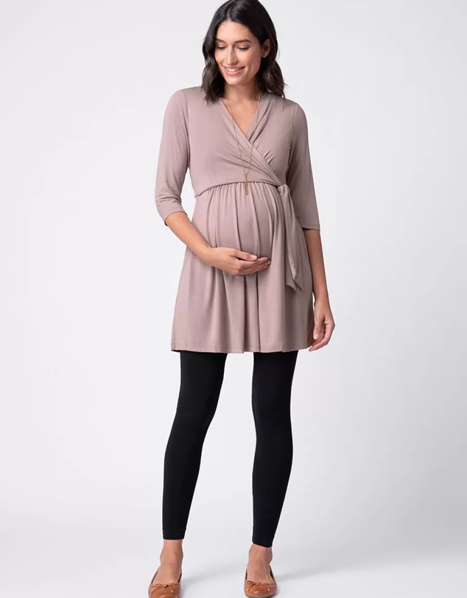 Discount Seraphine Vestido Tunica Premama A Lactancia Con Diseno Cruzado En Color Topo
